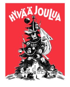 2-osainen kohopainokortti joulu Muumi - Joulukuusi