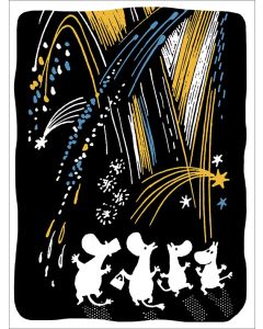 2-osainen kohopainokortti joulu Muumi - Ilotulitus