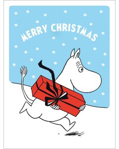 2-osainen kohopainokortti joulu Muumi - Lahjapaketti