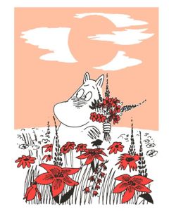 2-osainen kohopainokortti Muumi - Muumipeikko ja kukkakimppu