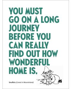 2-osainen kohopainokortti Muumi- A long journey