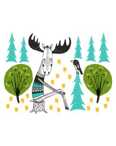 2-osainen kohopainokortti M. Mallius - Hirvi kannolla