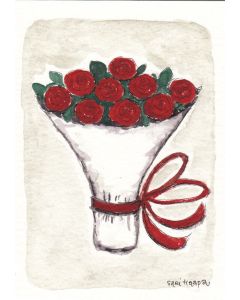 2-osainen kortti Sari's Artwork - Punainen ruusukimppu