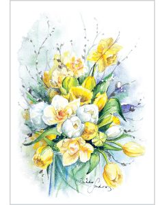 2-osainen kortti Sirkku Saukonoja - Keltainen kevätkimppu