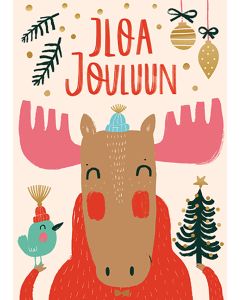 2-osainen joulukortti Mira Mallius - Hirvi ja lintu