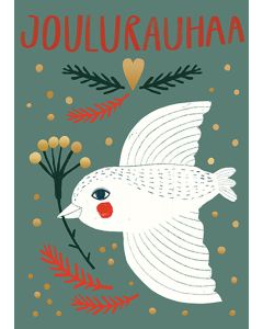 2-osainen joulukortti Mira Mallius - Joulurauhaa, rauhankyyhky