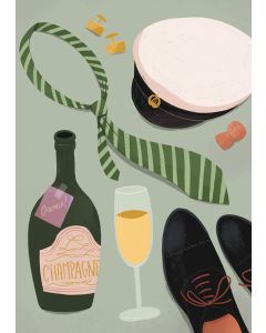 2-osainen kortti Kaisu Sandberg - Yo-lakki, skumppa ja kengät