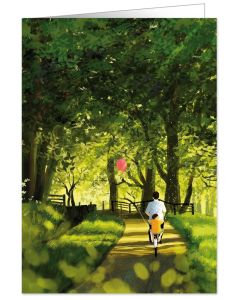 2-osainen kortti Quire - Pyöräilijä ja ilmapallo