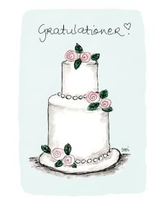 2-osainen kortti Sari's Artwork - Hääkakku, Gratulationer!