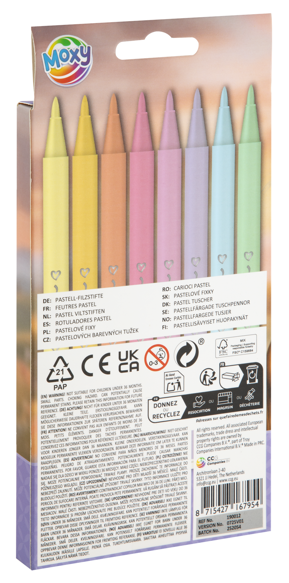 HORSE 8 Felt Tip Pens Pastel