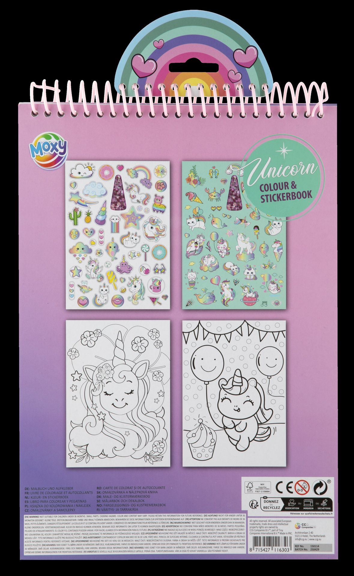 Värityskirja A4 16 sivua tarroilla Unicorn