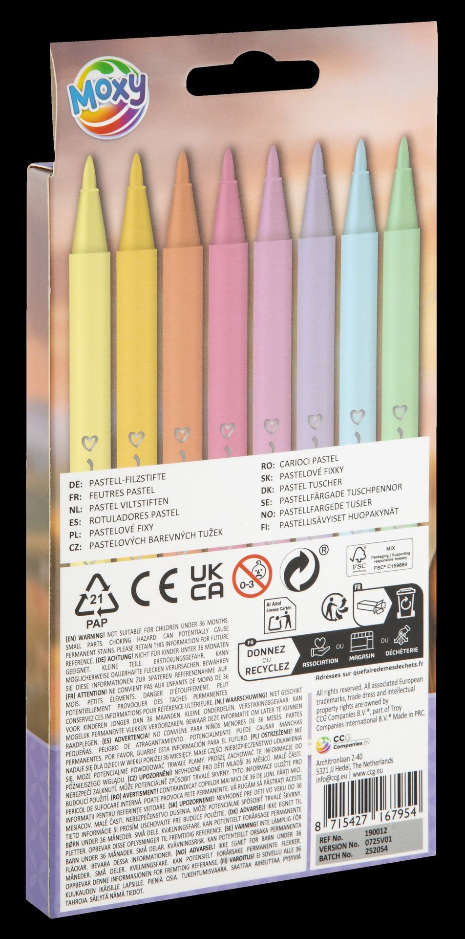 HORSE 8 Felt Tip Pens Pastel