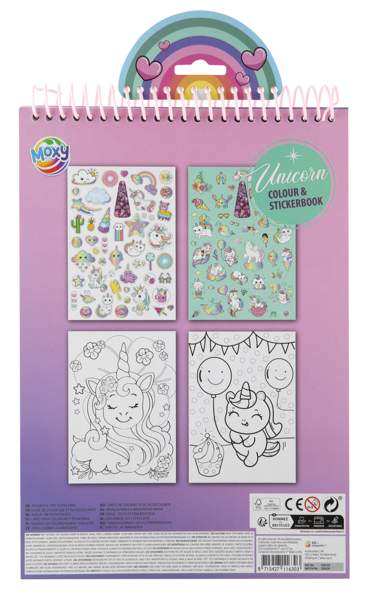 Värityskirja A4 16 sivua tarroilla Unicorn