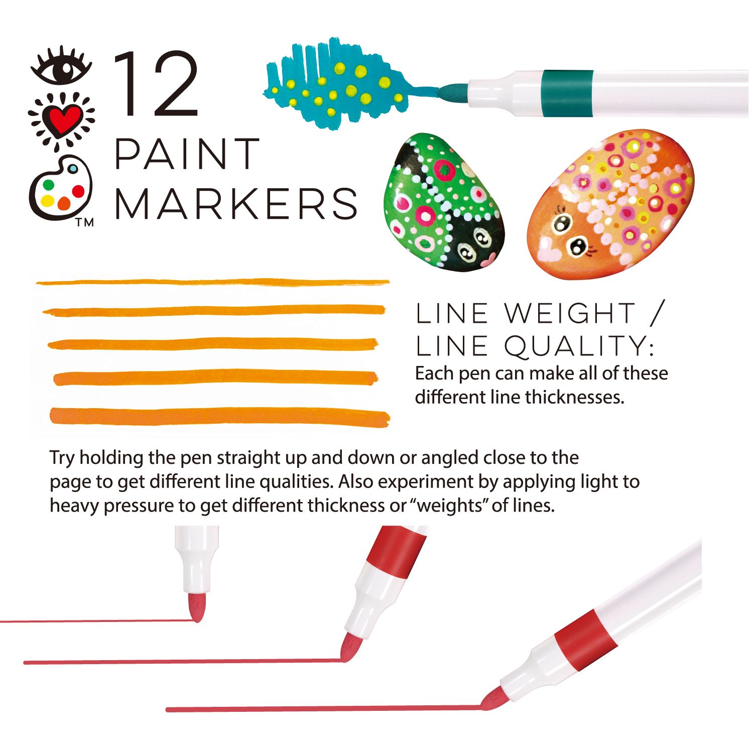 Akryylitussit 12 kpl iHeart perussävyt