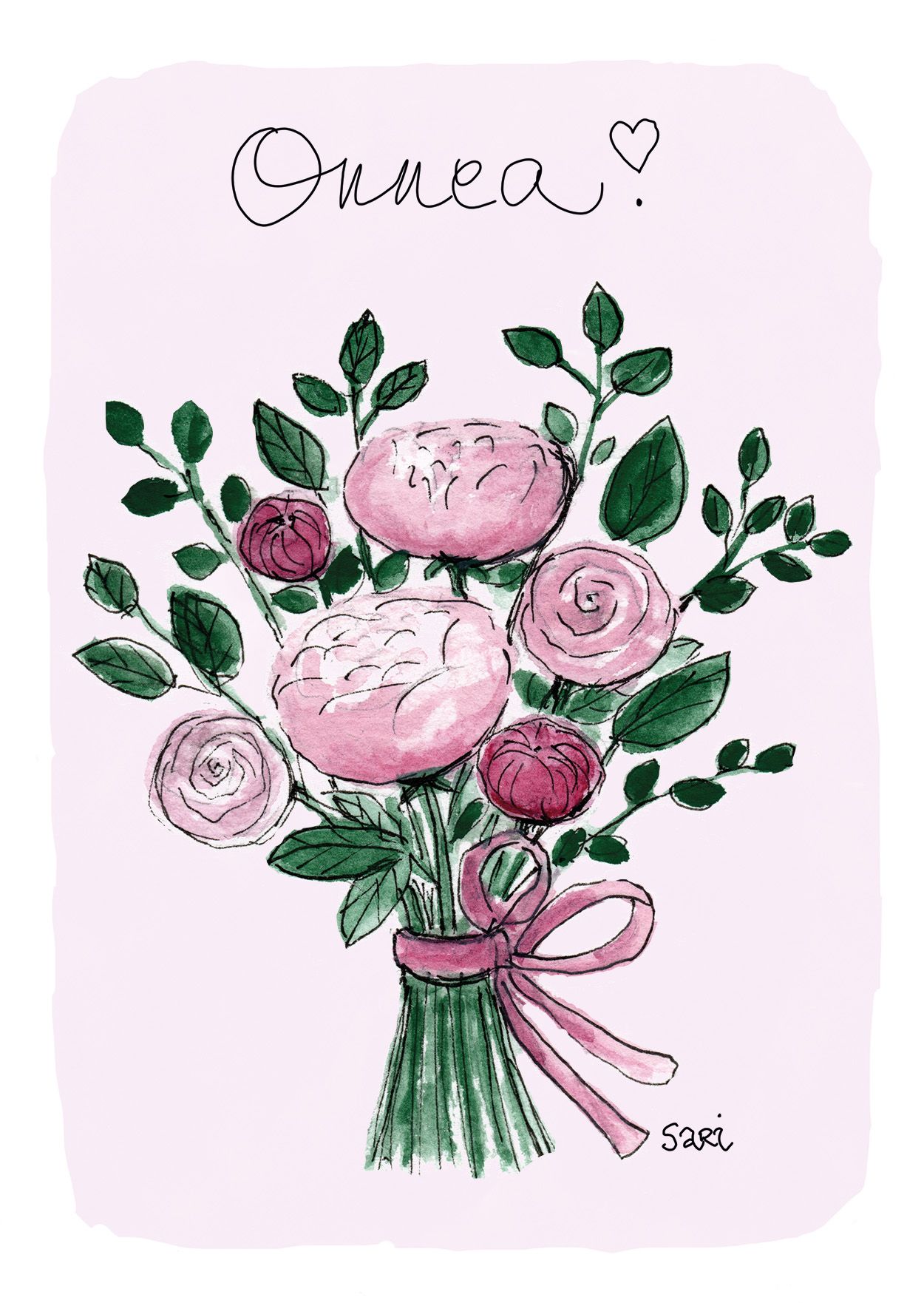 2-osainen kortti Sari's Artwork - Pionikimppu