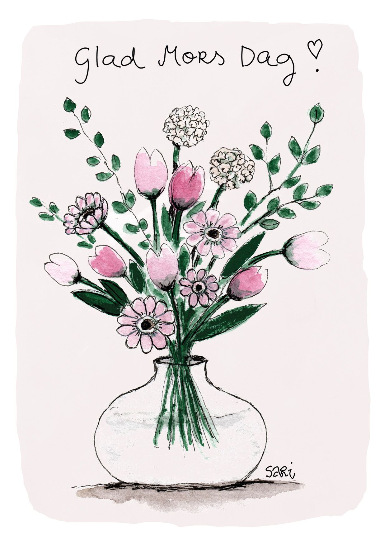 2-osainen kortti Sari's Artwork - Kimppu, Glad Mors Dag!