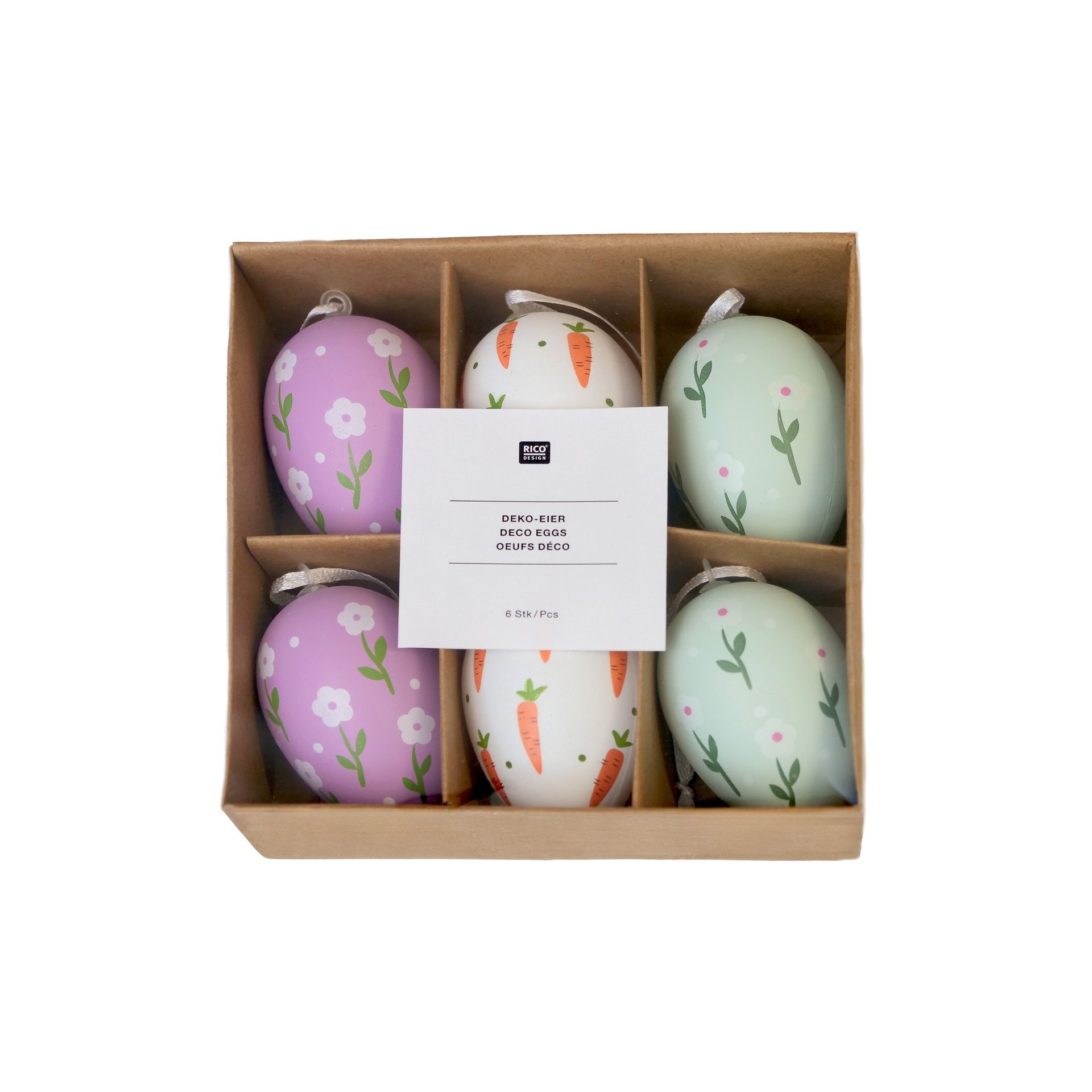 Pääsiäismuna 6kpl Rico Design - Purple, White & Green
