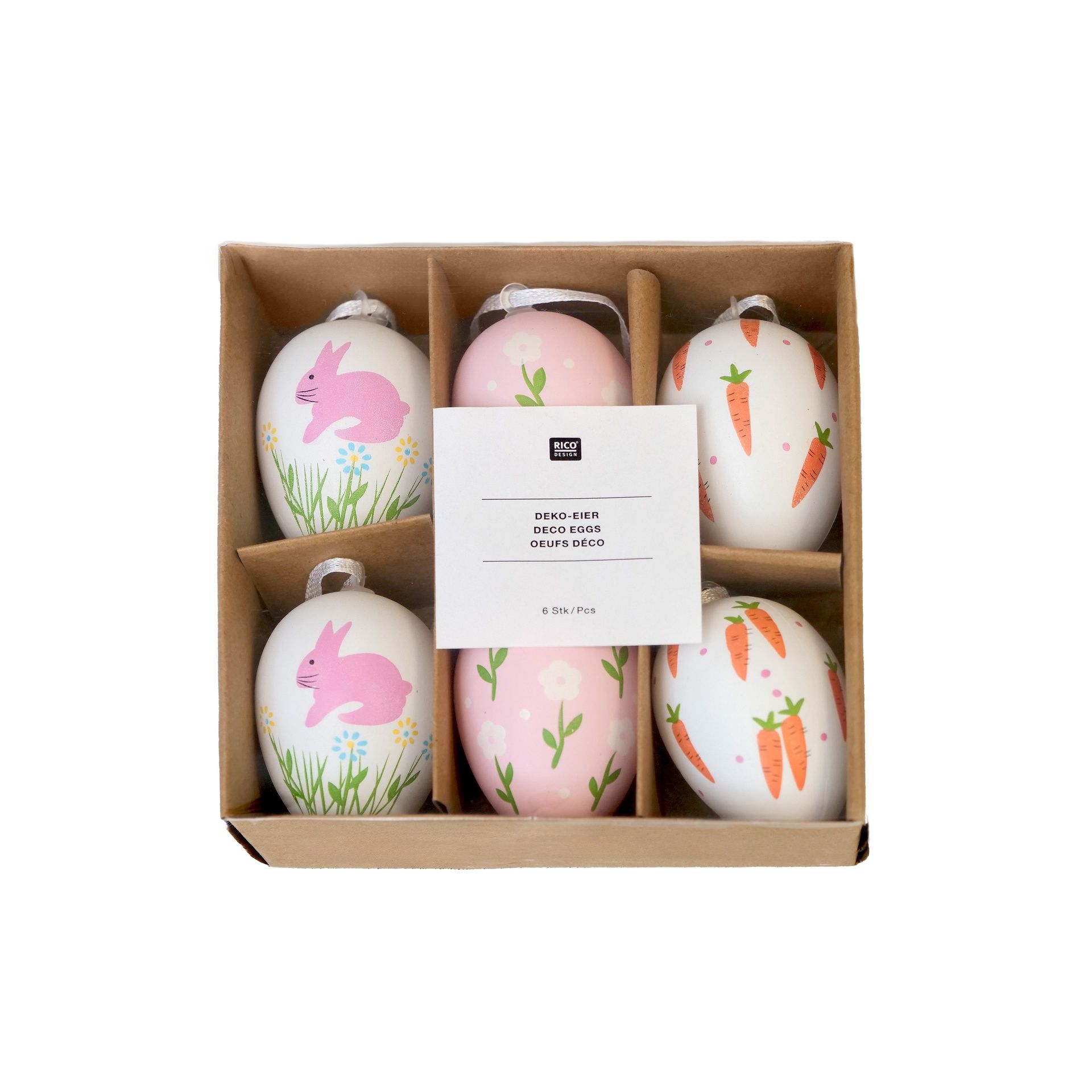 Pääsiäismuna 6kpl Rico Design - White & Pink