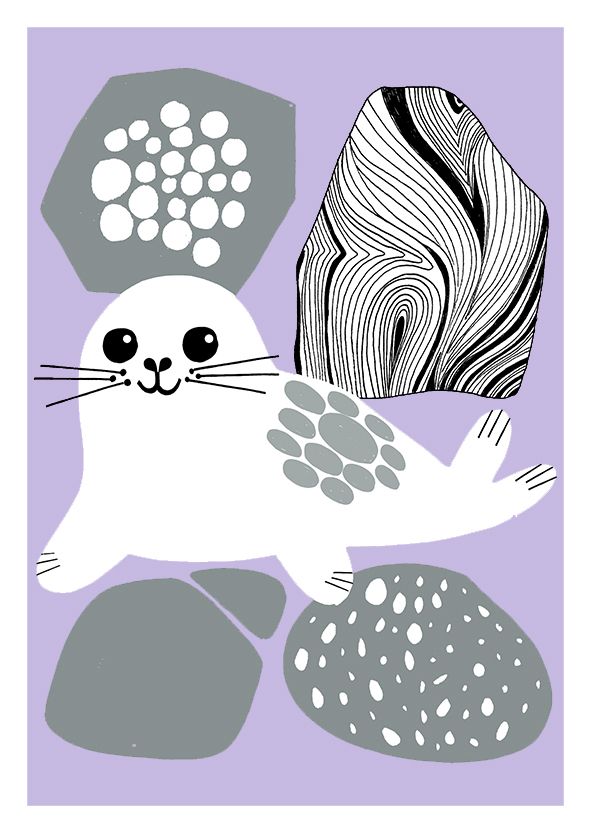 Kohopainettu postikortti Anne Vasko - Norppa