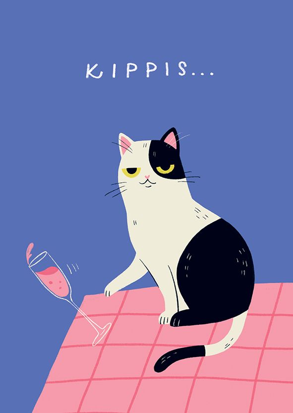 Postikortti Kaisu Sandberg - Kippis kissa