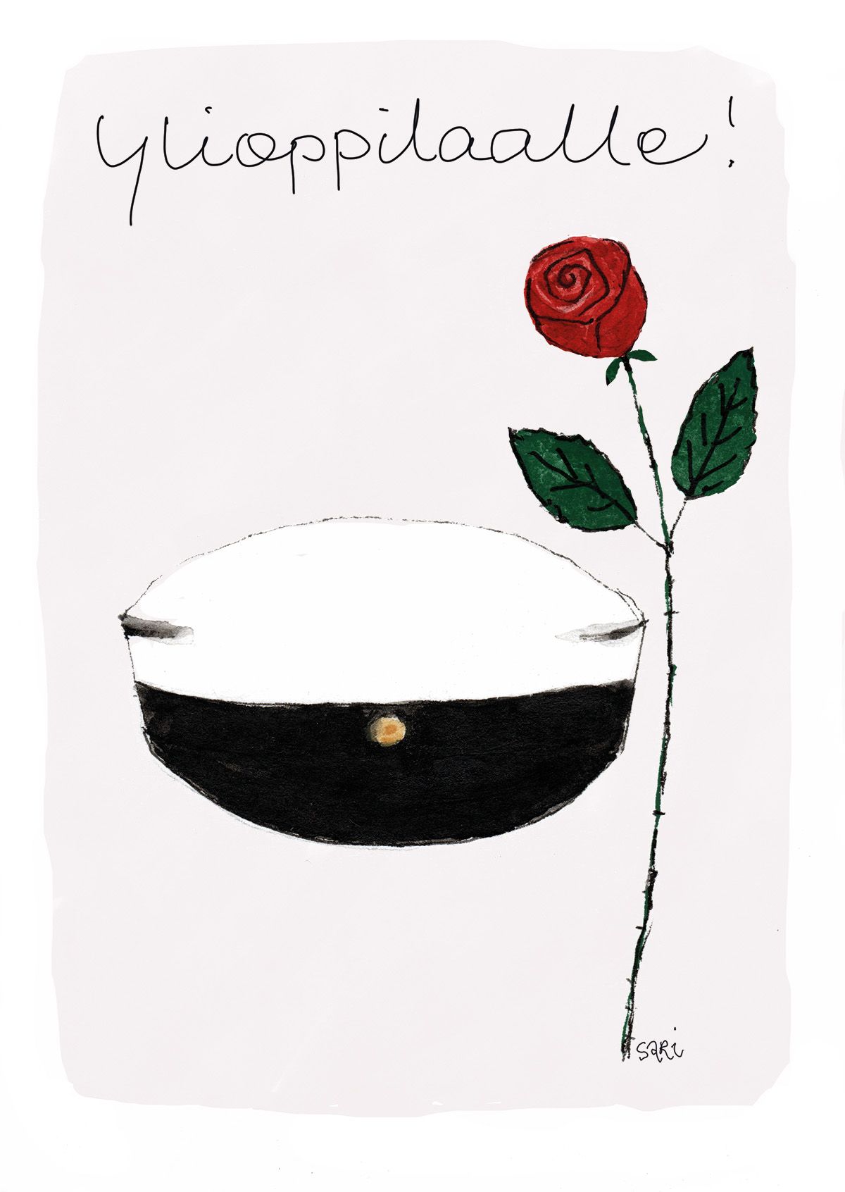 2-osainen kortti Sari's Artwork - Ylioppilaalle! Punainen ruusu