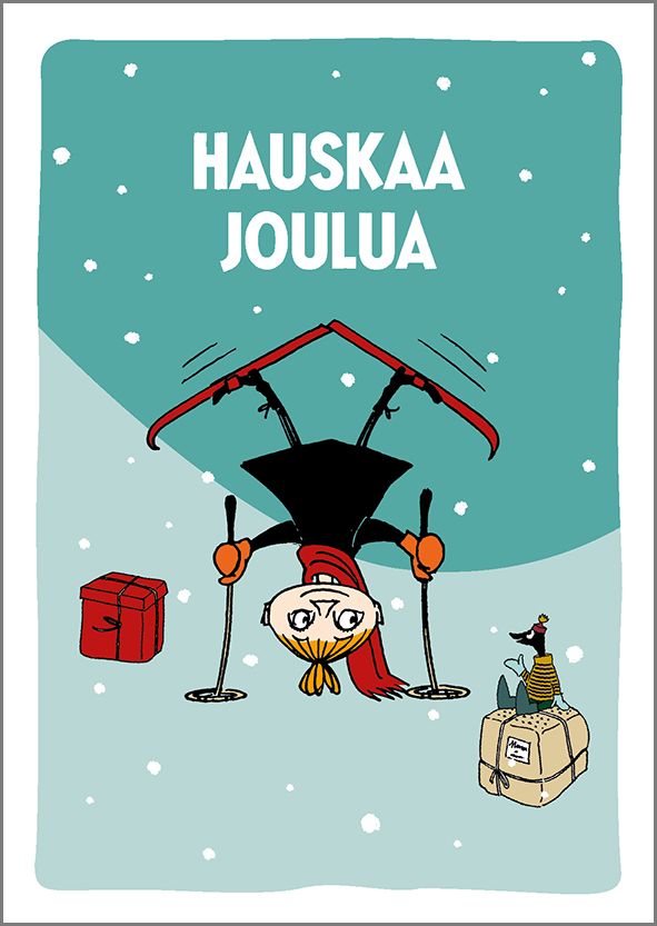 Postikortti joulu Muumi - Mymmeli hiihtää