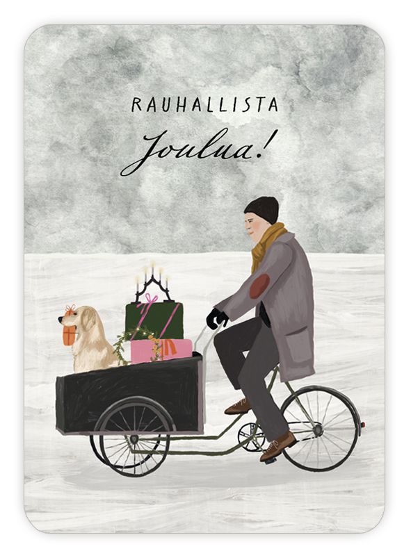Joulukortti Johanna Ilander - "Rauhallista joulua!" Laatikkopolkupyörä