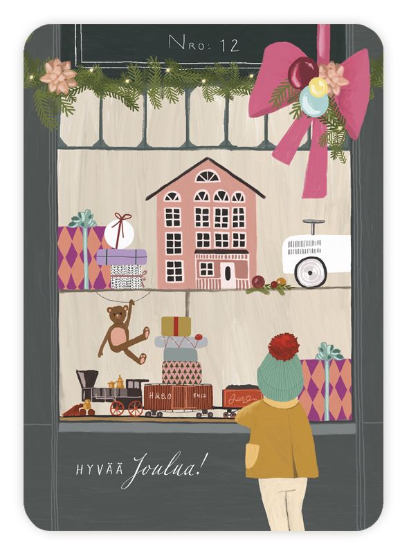 Joulukortti Johanna Ilander - " Hyvää joulua!" Kaupan jouluikkuna