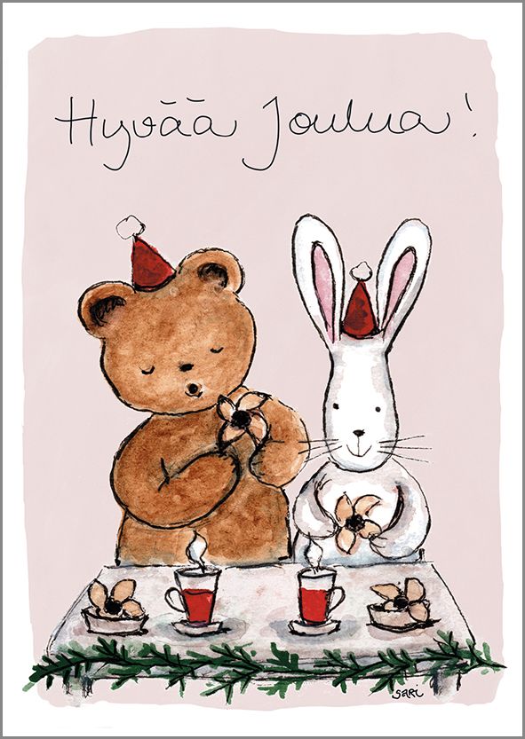 Postikortti joulu Sari's Artwork - "Hyvää joulua!" Glögihetki