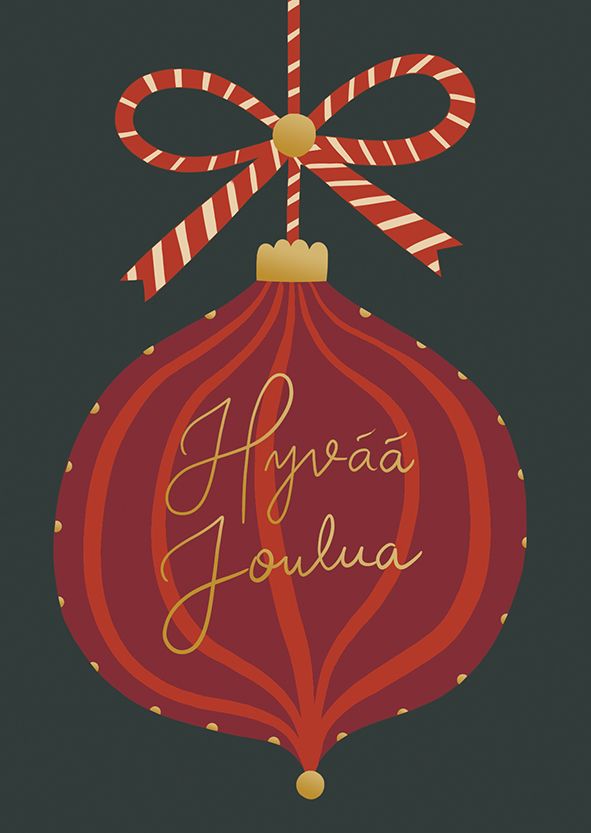 2-osainen kortti joulu Putinki Letters - "Hyvää joulua" joulupallo