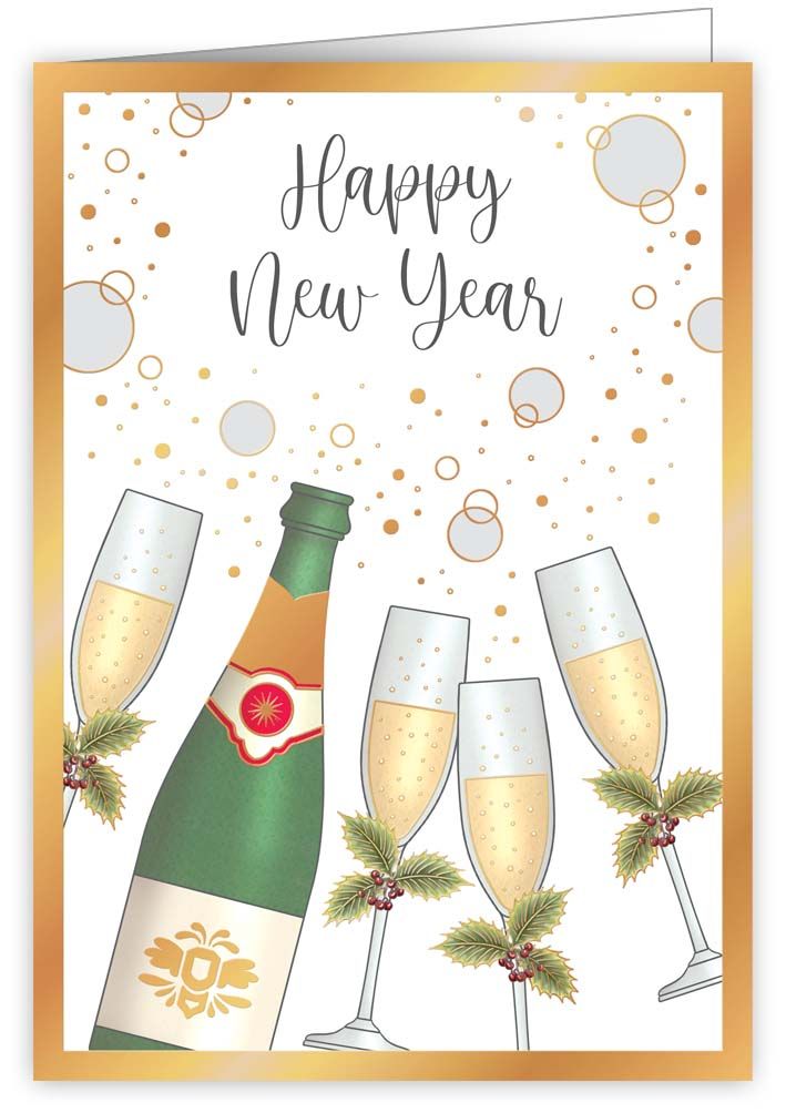 2-osainen kortti joulu Quire - Uusi vuosi kuohuviini