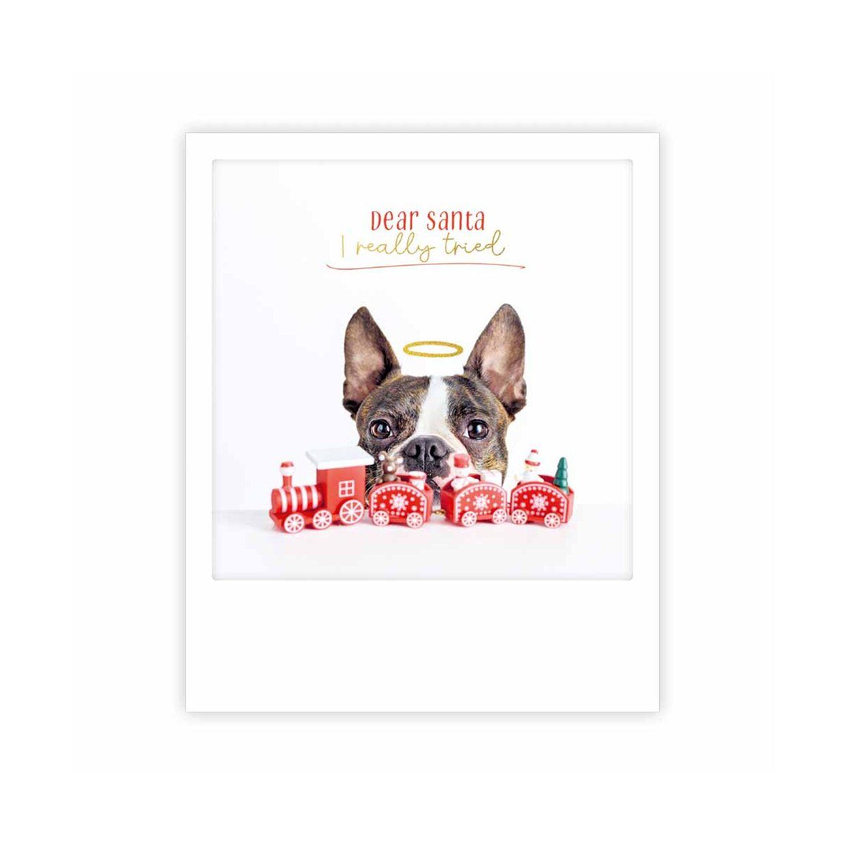 Postikortti joulu Pickmotion - Dear santa I really tried, koira