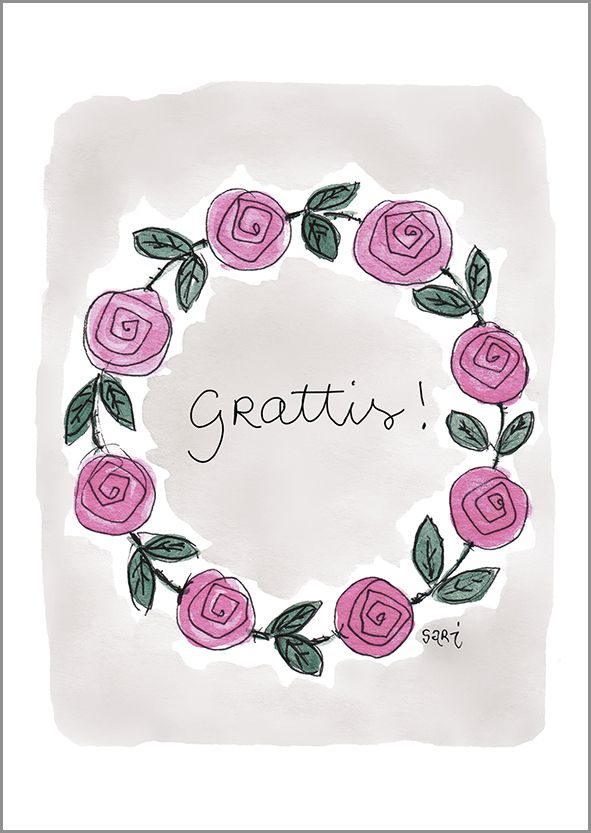 Postikortti Sari's Artwork - Kranssi, Grattis!