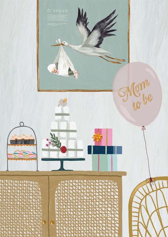 2-osainen kortti Johanna Ilander - Baby shower