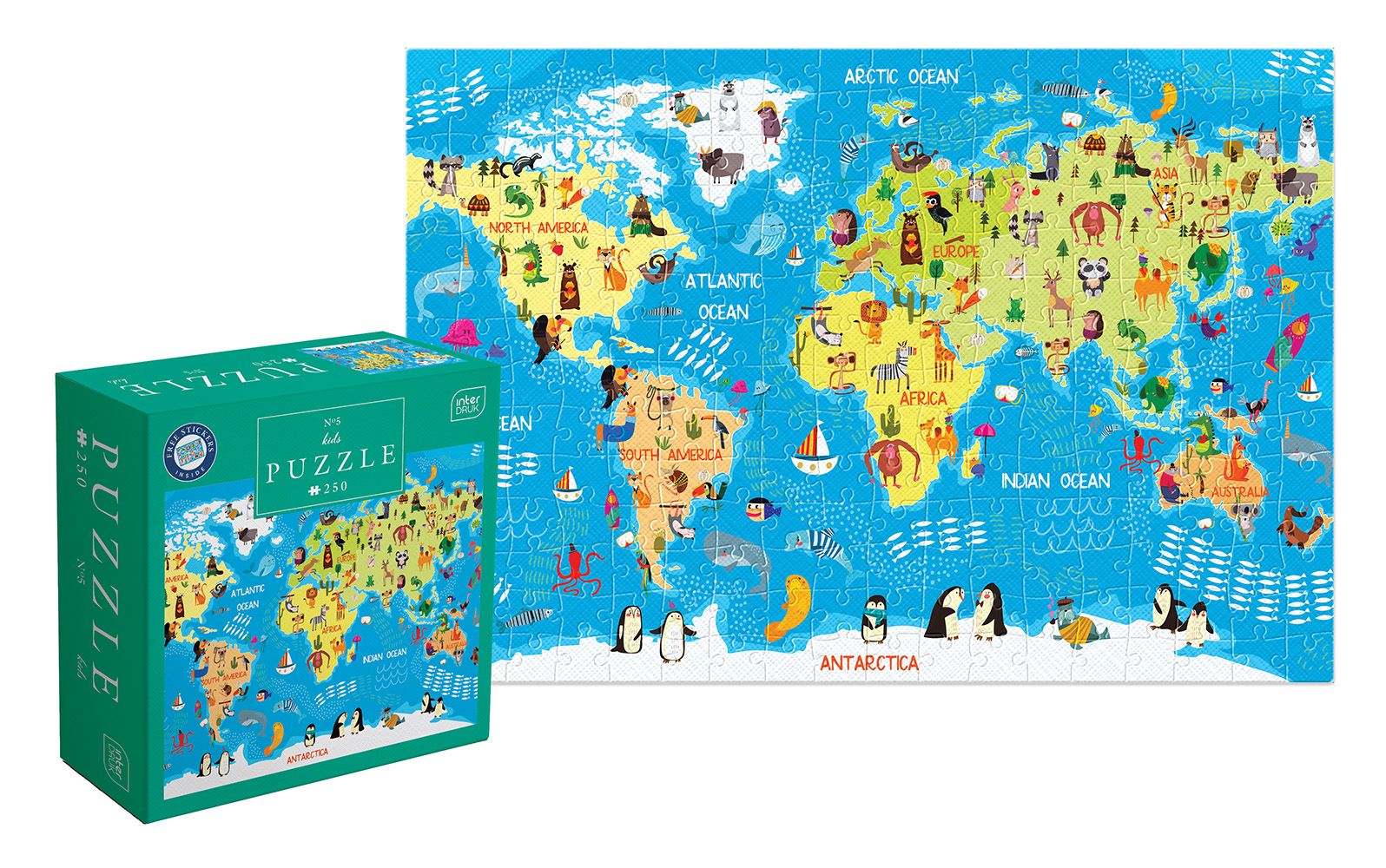 Palapeli 250 palaa Interdruk -Kids 5 World Map