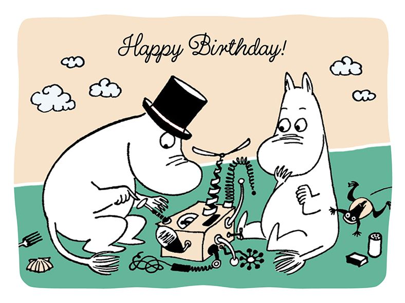 2-osainen kortti Muumi - Koneen korjaus Happy Birthday