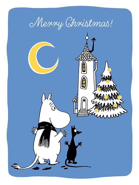 2-osainen joulukortti Muumi - Muumitalo Merry Christmas