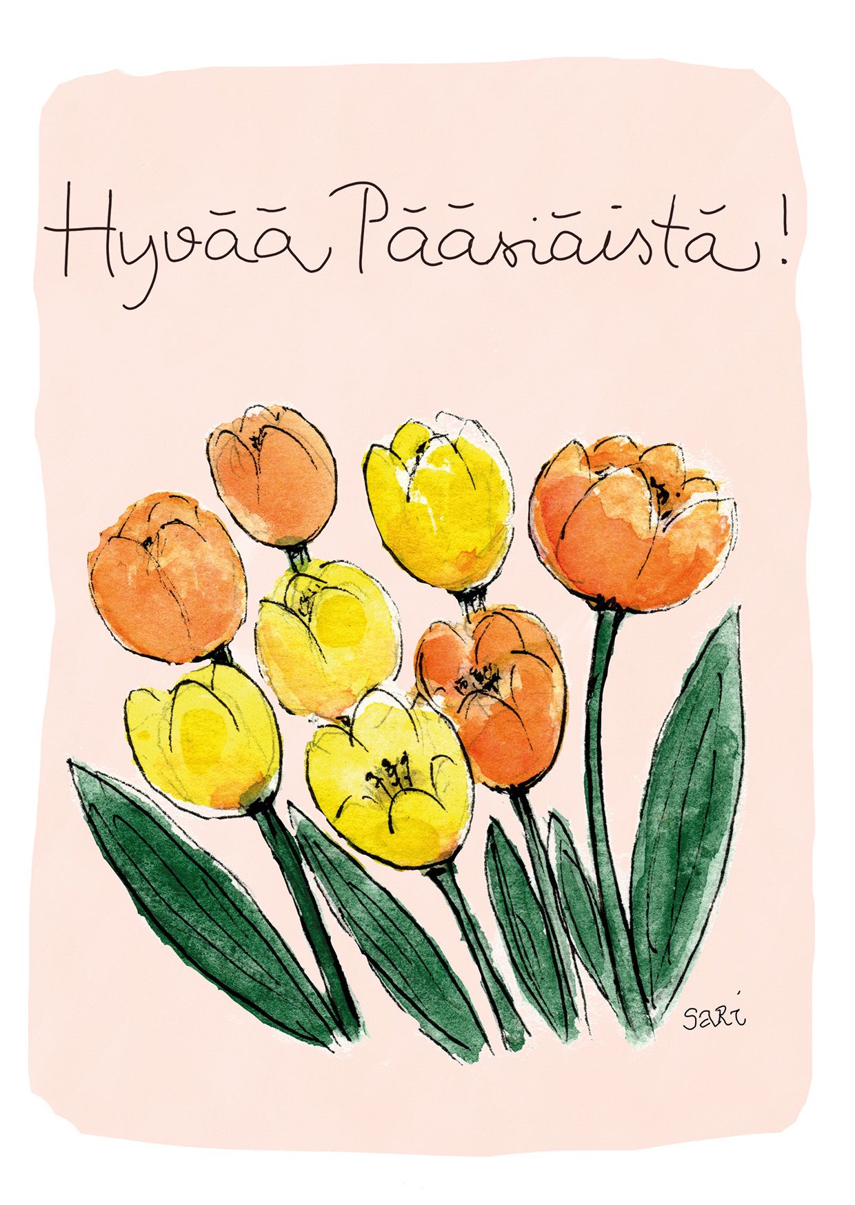 2-osainen kortti Sari's Artwork - Hyvää pääsiäistä