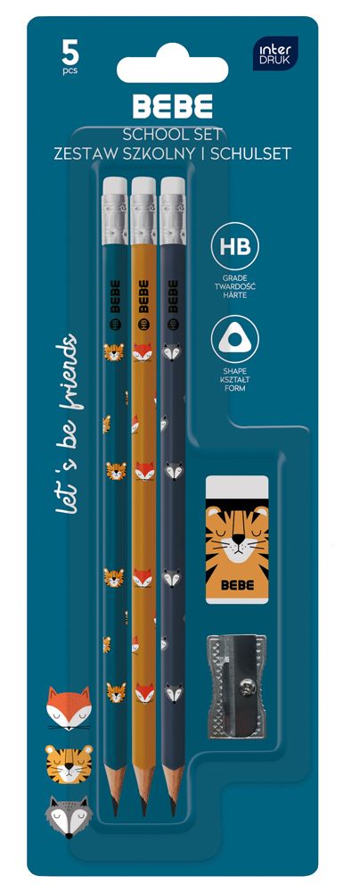 Lyijykynät, kumi, teroitin Interdruk - Bebe Friends Wild