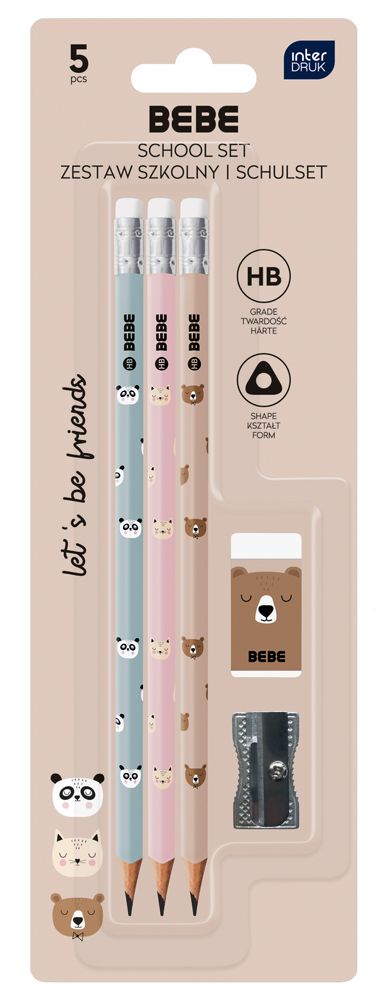 Lyijykynät, kumi, teroitin Interdruk - Bebe Friends Cute