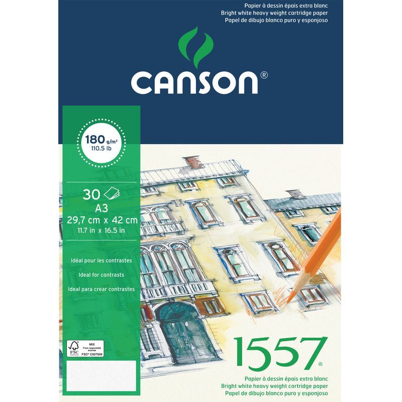 Canson 1557 180g A3 (30L1), piirustuslehtiö
