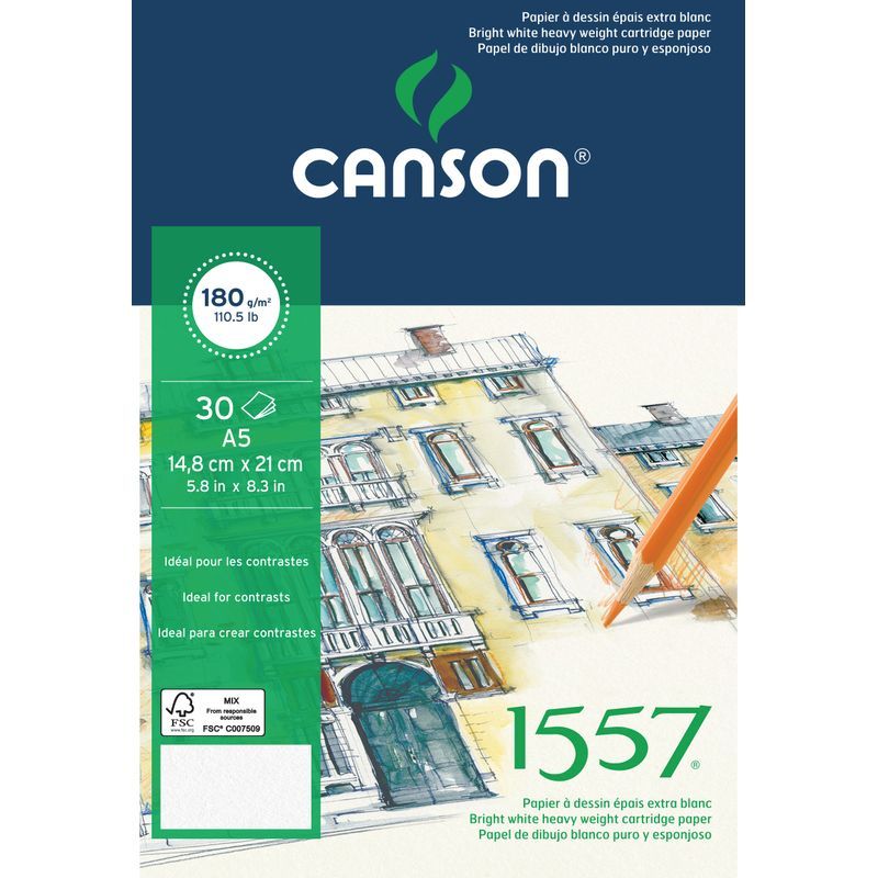Canson 1557 180g A5 (30L1), piirustuslehtiö
