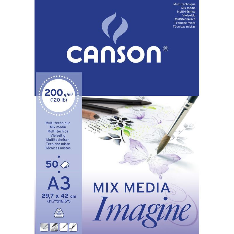 Canson Imagine 200g A3 (50) (29,7x42), akvarelli- ja monitekniikkalehtiö