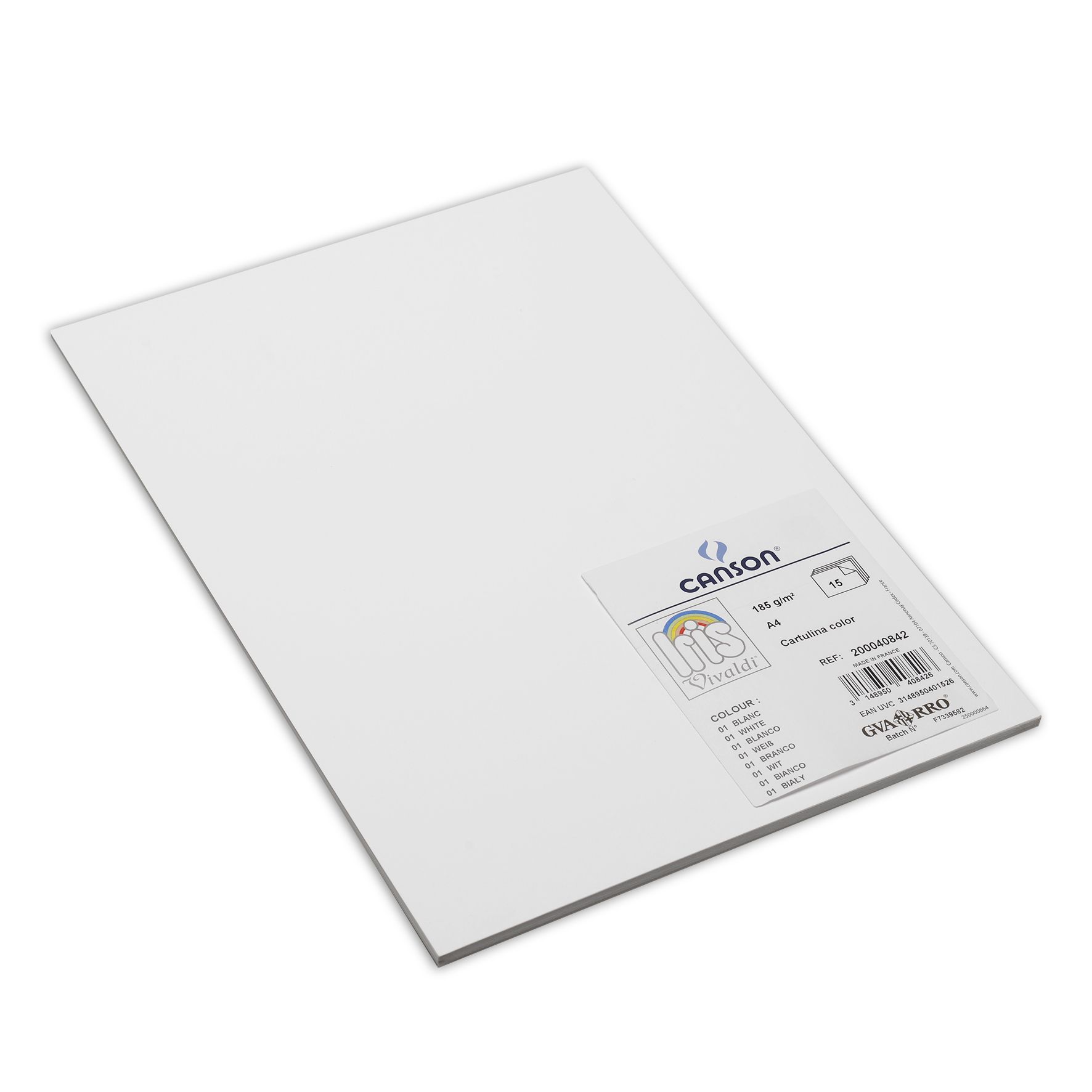 Canson Iris vivaldi 185g A4 15arkkia 01 White