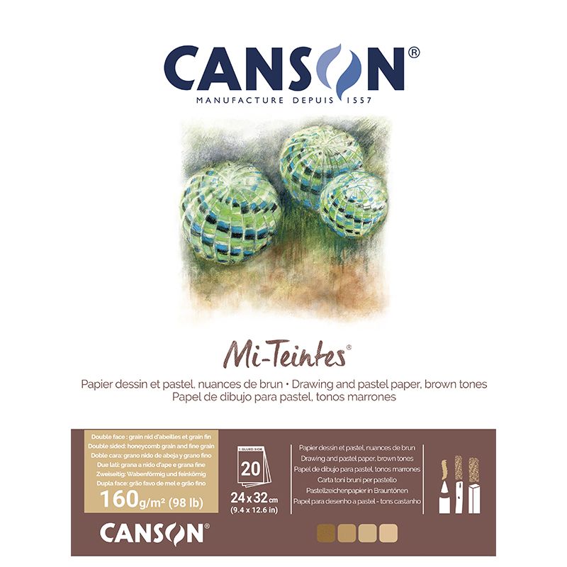 Canson Mi-teintes 160g (20) 24x32 Earth shades, pastellilehtiö ruskean sävyt 4 sävyä