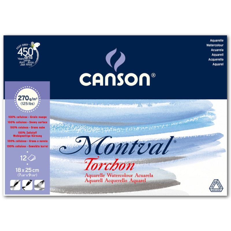 Canson Montval 270g Torchon 18x25 (12L1) Karkea, RG 807323 akvarellilehtiö