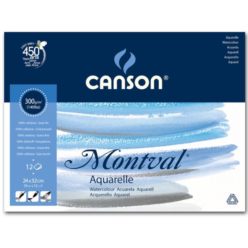 Canson Montval 300g 24x32 (12L1) Puolikarkea, CP 807319 akvarellilehtiö