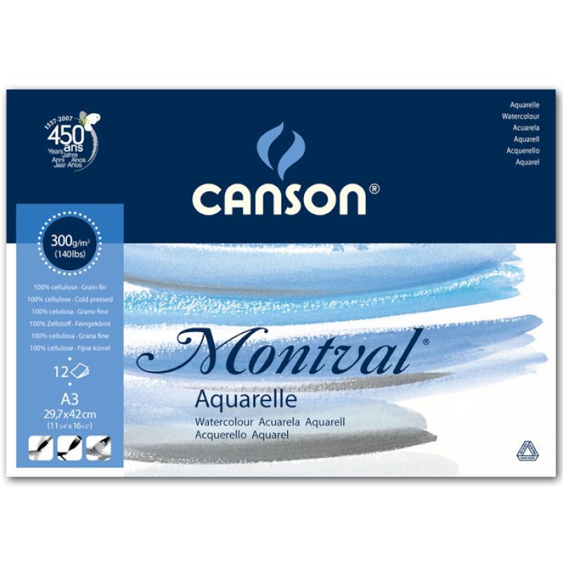 Canson Montval 300g 30x42 (12L1) Puolikarkea, CP 807320 akvarellilehtiö