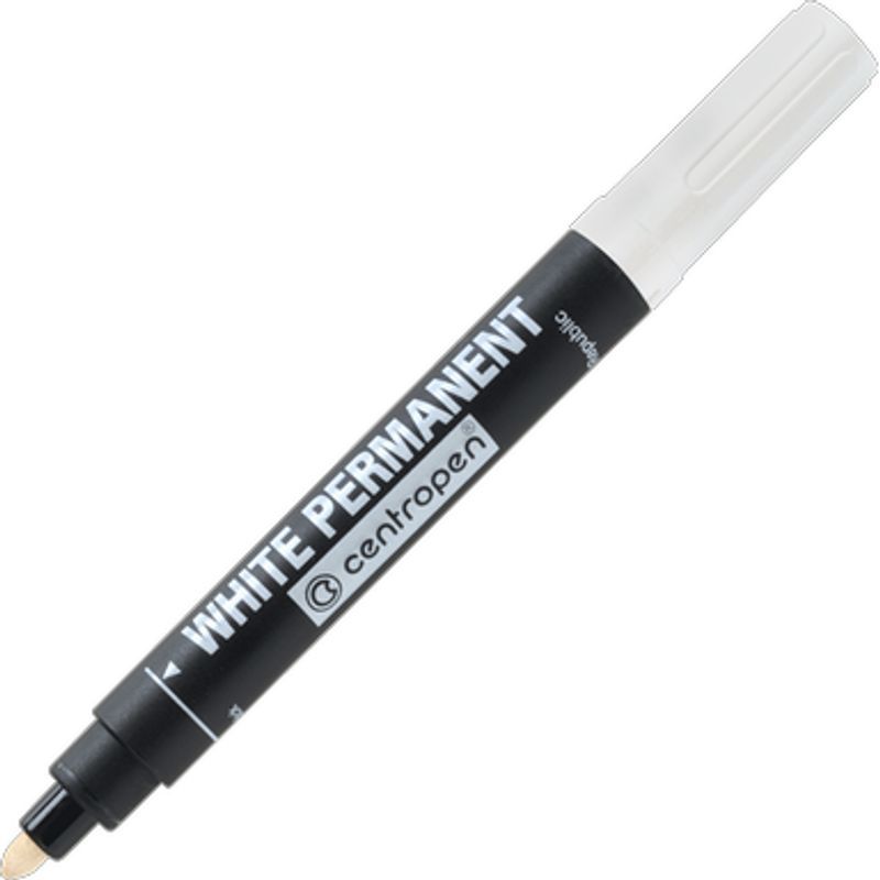 Centropen White Permanent Marker 5,0-2,5mm, pyöreäkärki valonkestävä happovapaa 8586