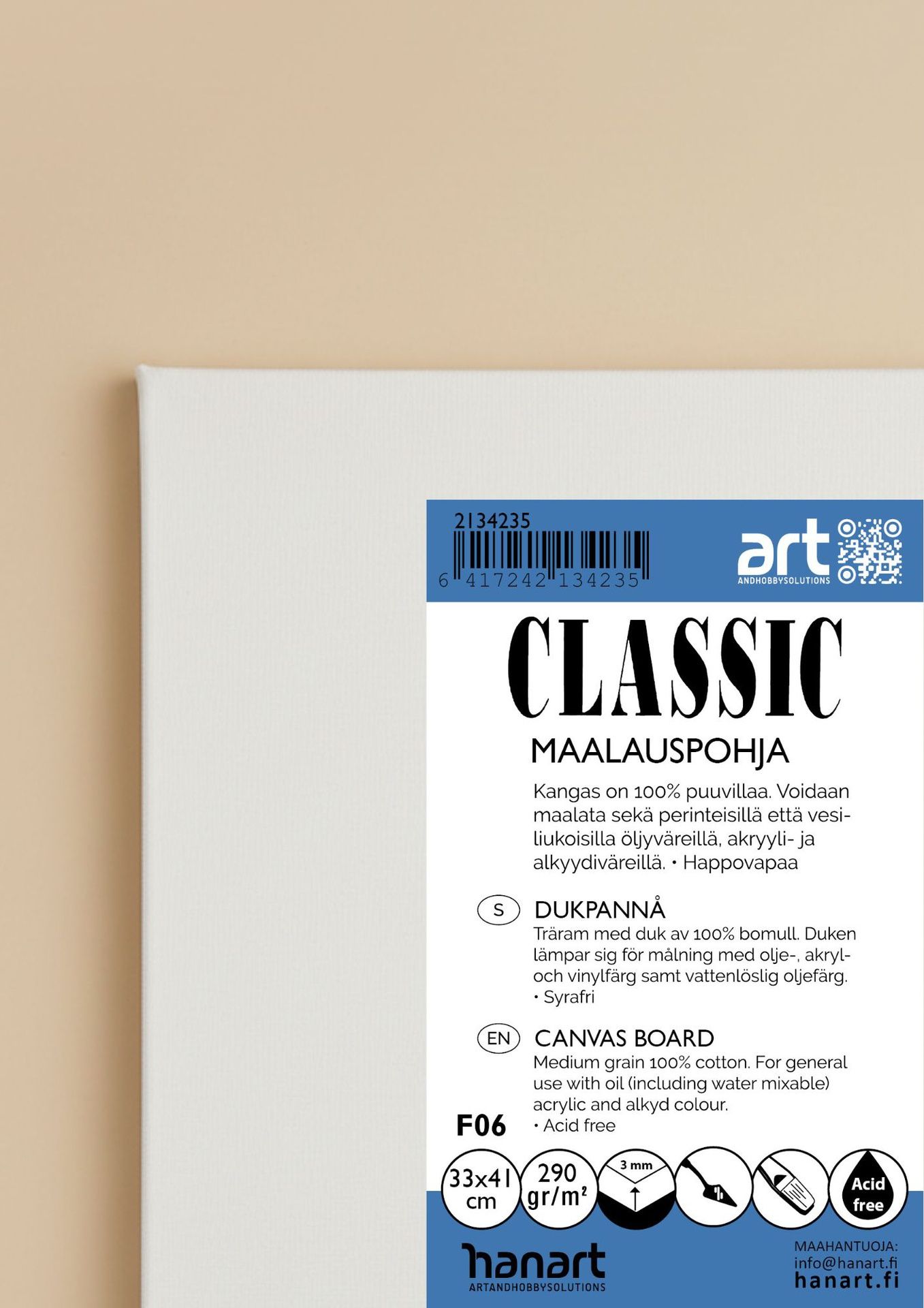 CLASSIC kangaspahvipohja 33x41cm 290g